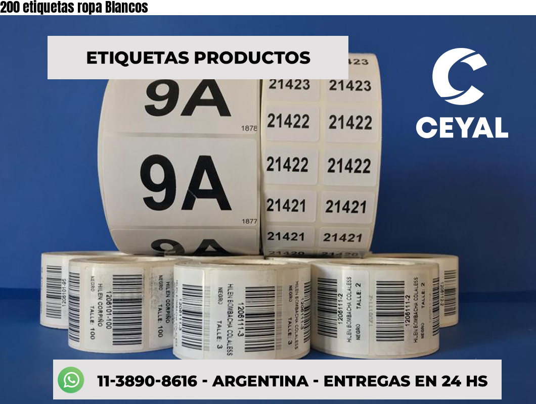 200 etiquetas ropa Blancos