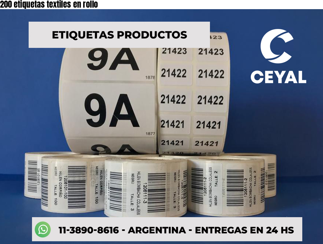 200 etiquetas textiles en rollo