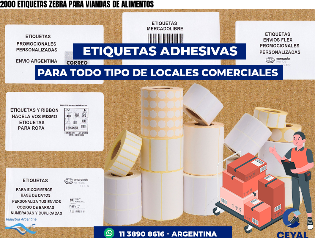 2000 ETIQUETAS ZEBRA PARA VIANDAS DE ALIMENTOS