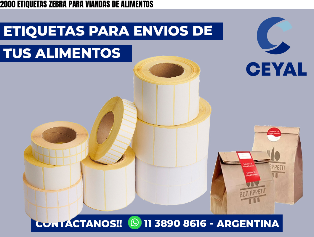 2000 ETIQUETAS ZEBRA PARA VIANDAS DE ALIMENTOS