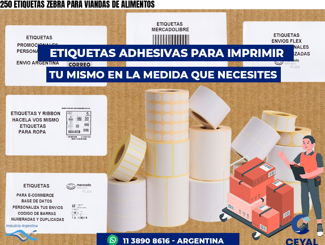 250 ETIQUETAS ZEBRA PARA VIANDAS DE ALIMENTOS