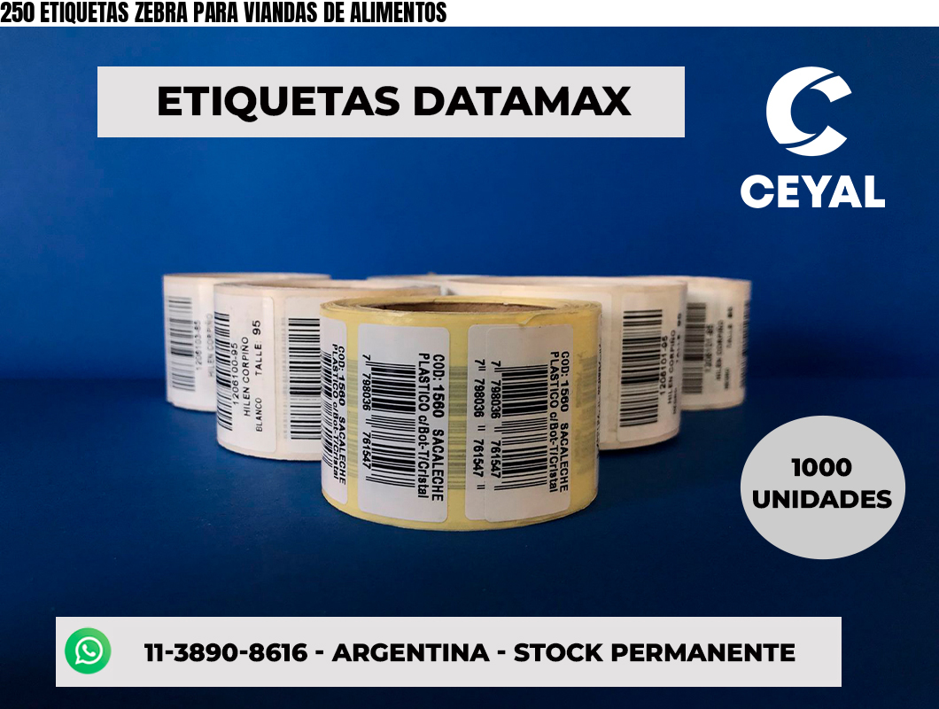 250 ETIQUETAS ZEBRA PARA VIANDAS DE ALIMENTOS
