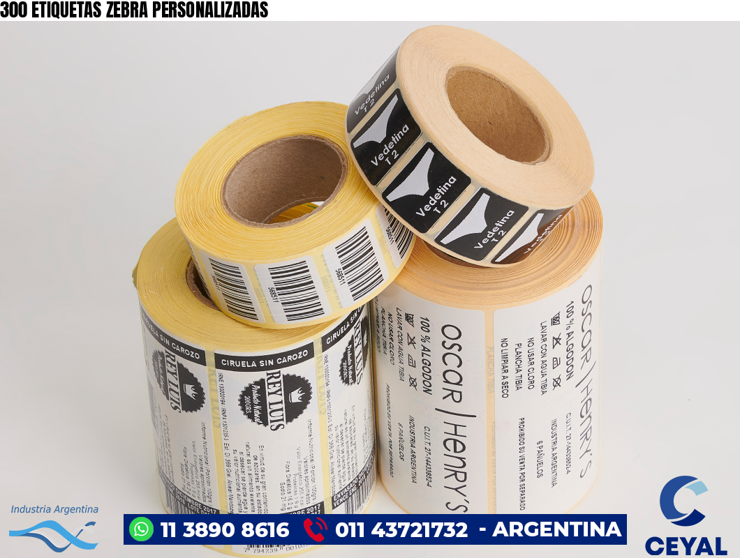 300 ETIQUETAS ZEBRA PERSONALIZADAS