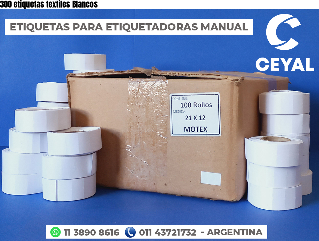 300 etiquetas textiles Blancos