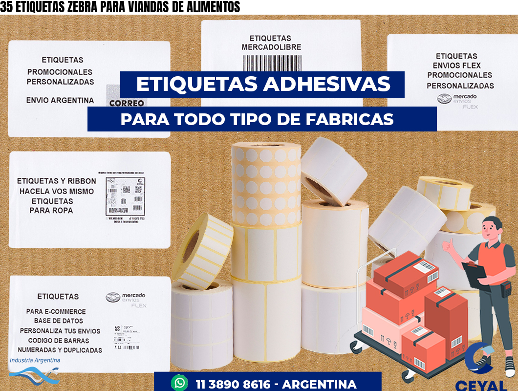 35 ETIQUETAS ZEBRA PARA VIANDAS DE ALIMENTOS