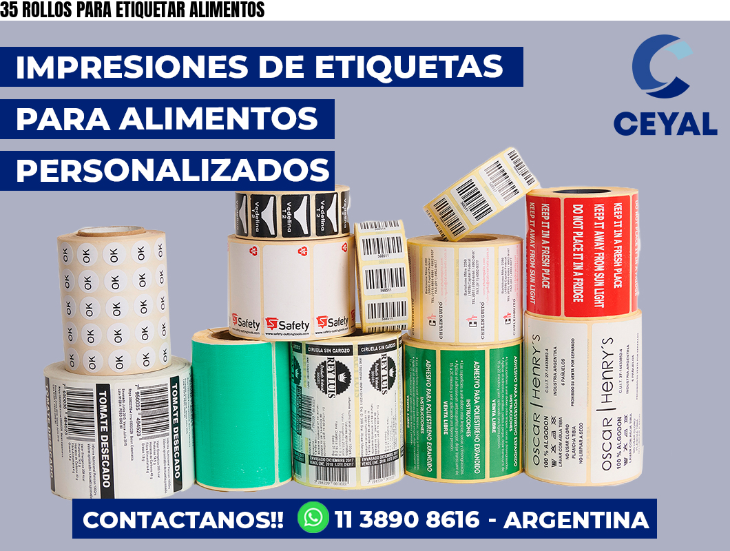 35 ROLLOS PARA ETIQUETAR ALIMENTOS