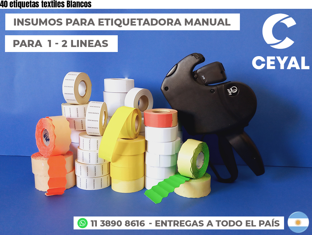 40 etiquetas textiles Blancos