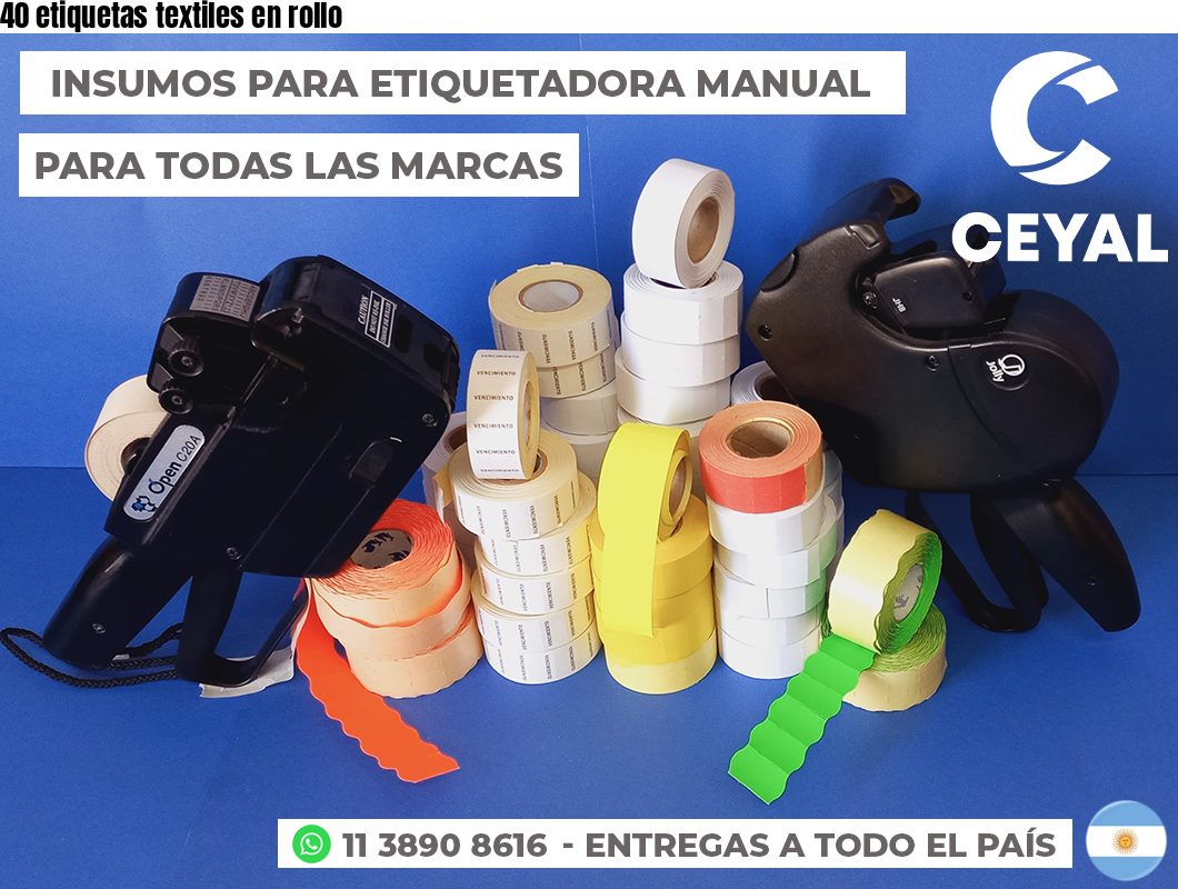 40 etiquetas textiles en rollo