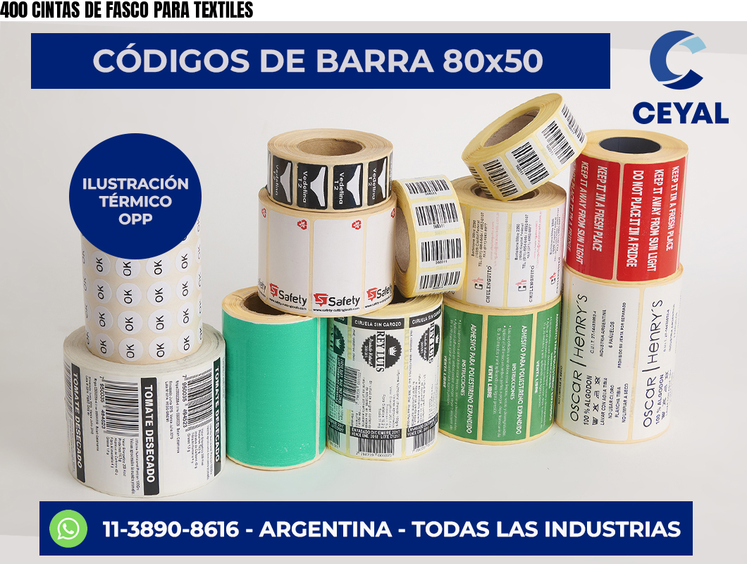 400 CINTAS DE FASCO PARA TEXTILES