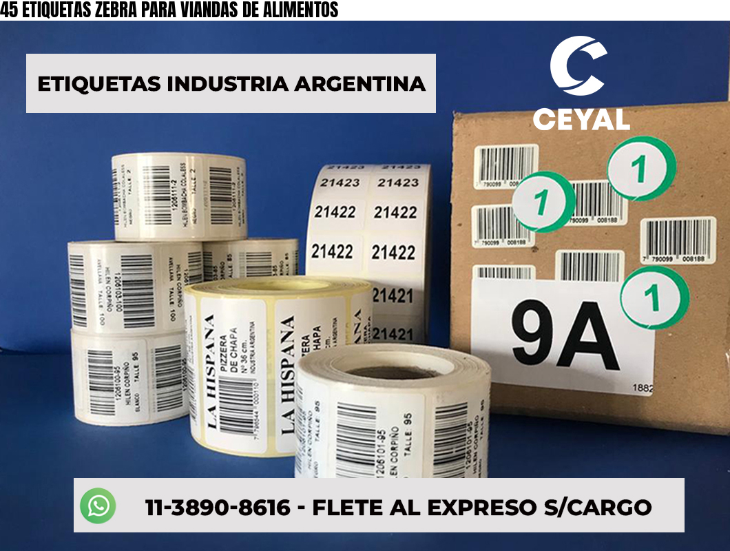 45 ETIQUETAS ZEBRA PARA VIANDAS DE ALIMENTOS