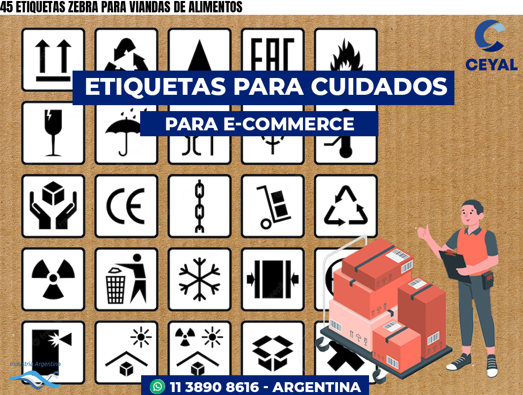 45 ETIQUETAS ZEBRA PARA VIANDAS DE ALIMENTOS