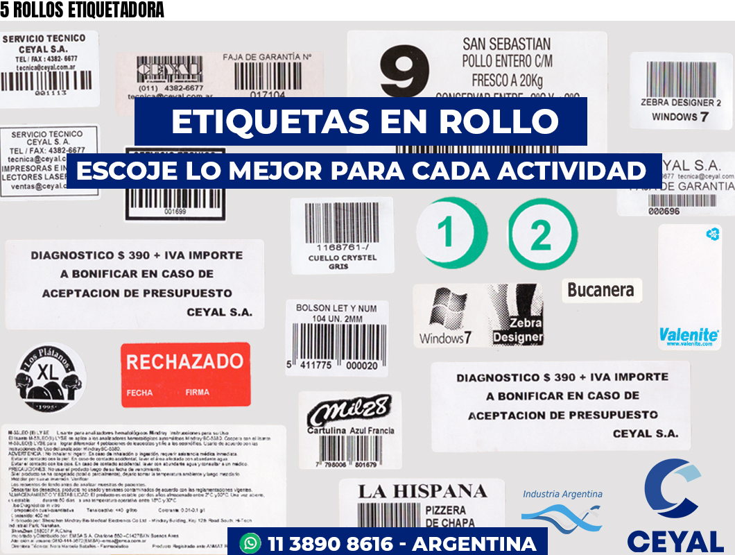 5 ROLLOS ETIQUETADORA
