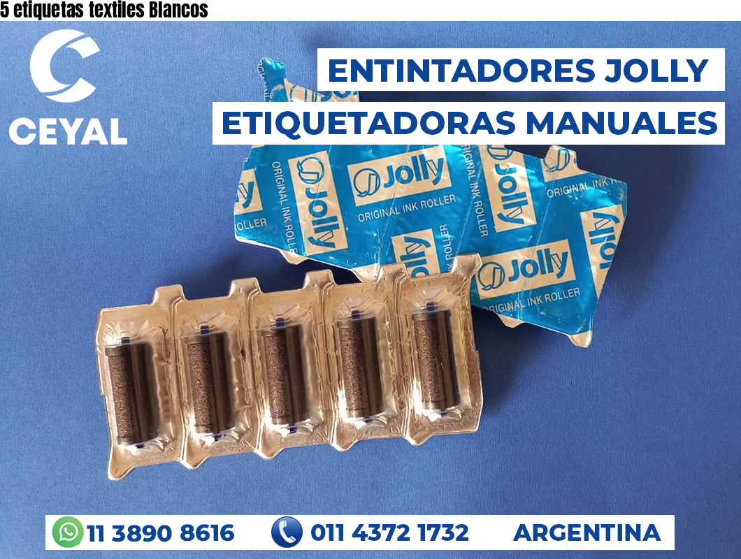 5 etiquetas textiles Blancos
