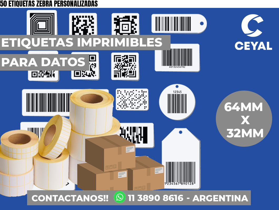 50 ETIQUETAS ZEBRA PERSONALIZADAS