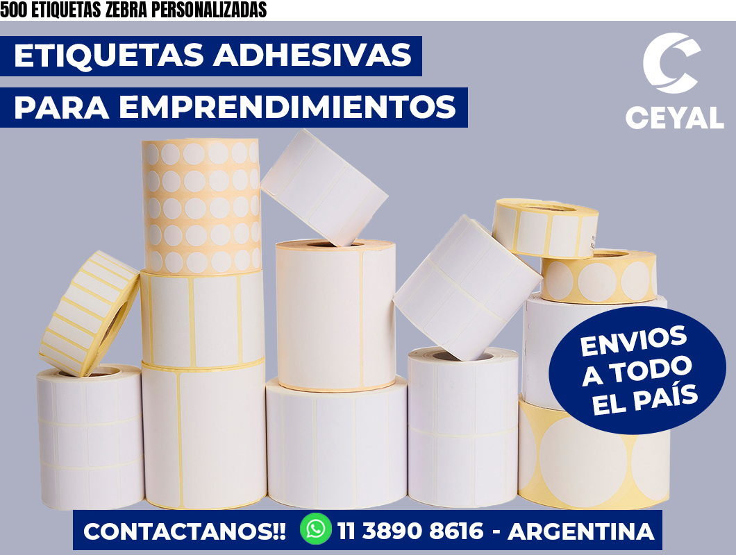 500 ETIQUETAS ZEBRA PERSONALIZADAS