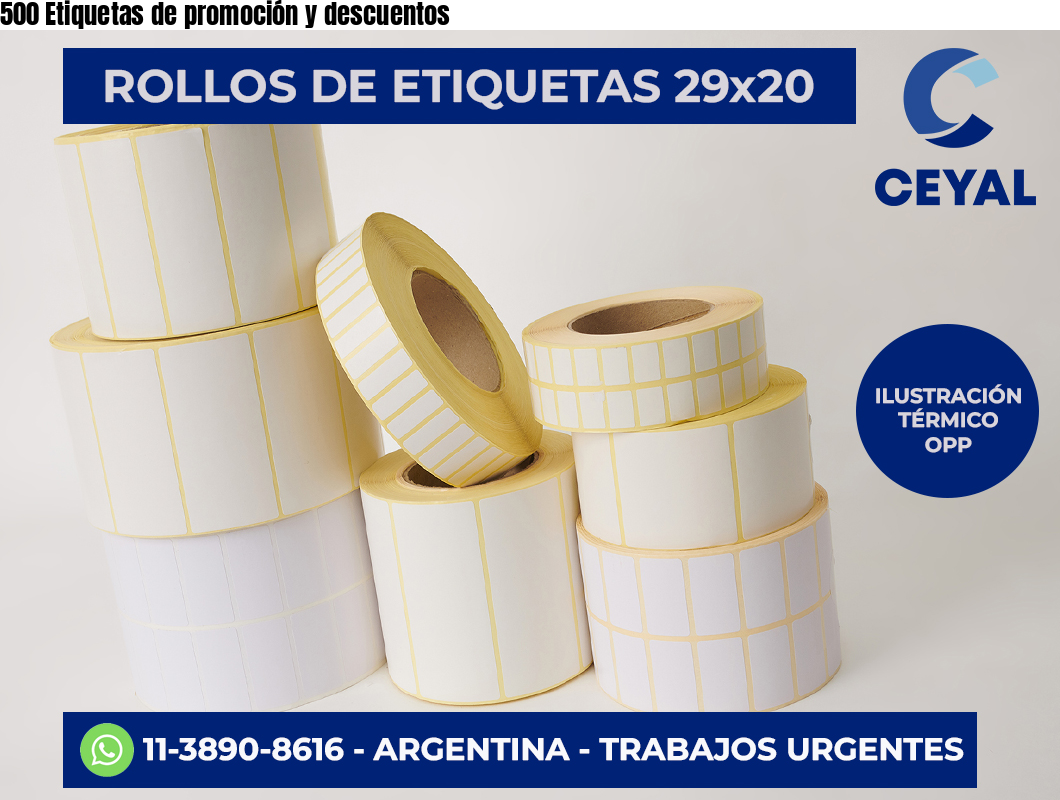 500 Etiquetas de promoción y descuentos