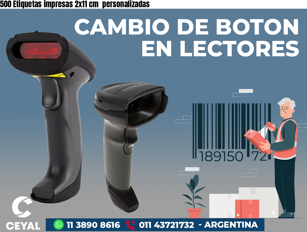 500 Etiquetas impresas 2x11 cm  personalizadas