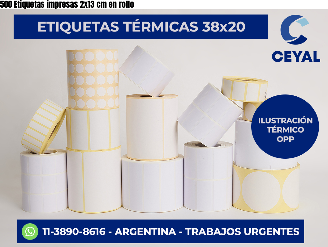 500 Etiquetas impresas 2×13 cm en rollo
