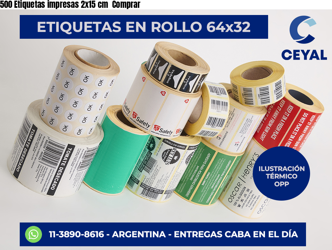 500 Etiquetas impresas 2×15 cm  Comprar