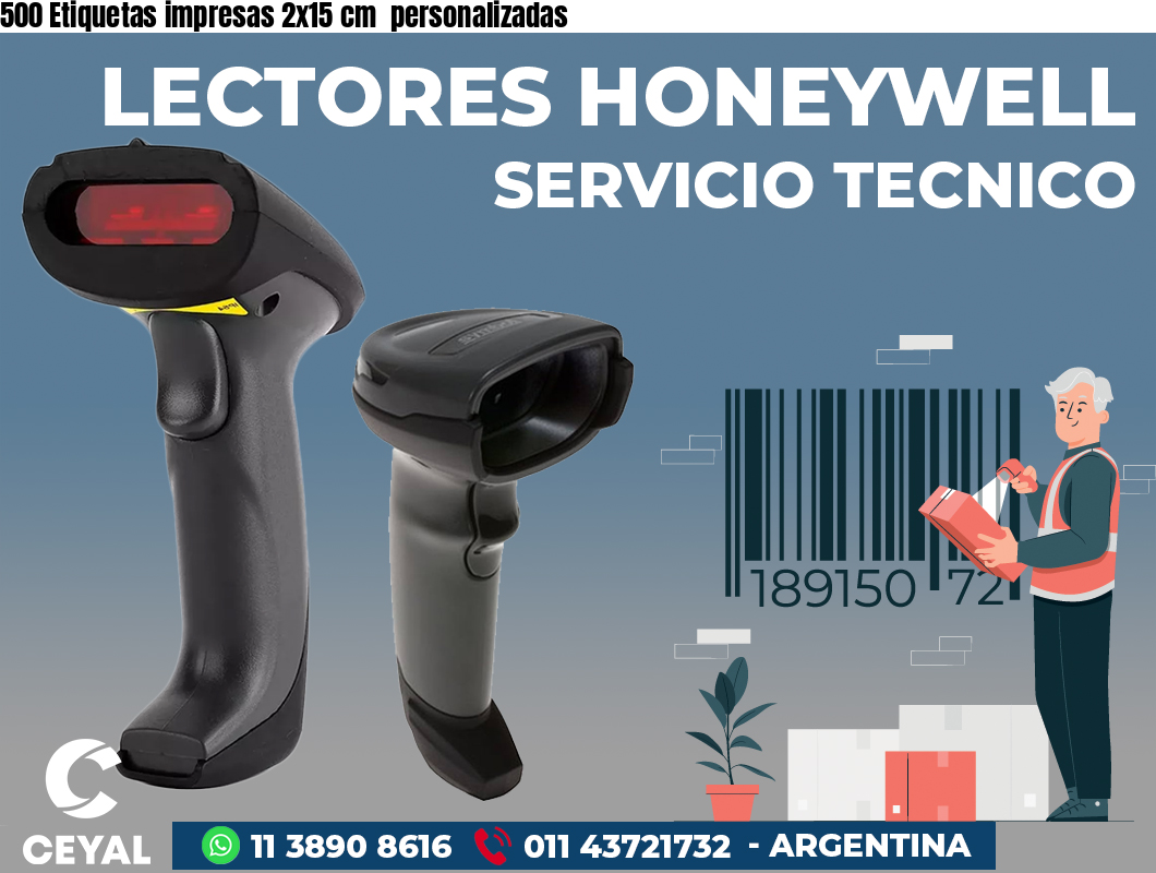 500 Etiquetas impresas 2x15 cm  personalizadas