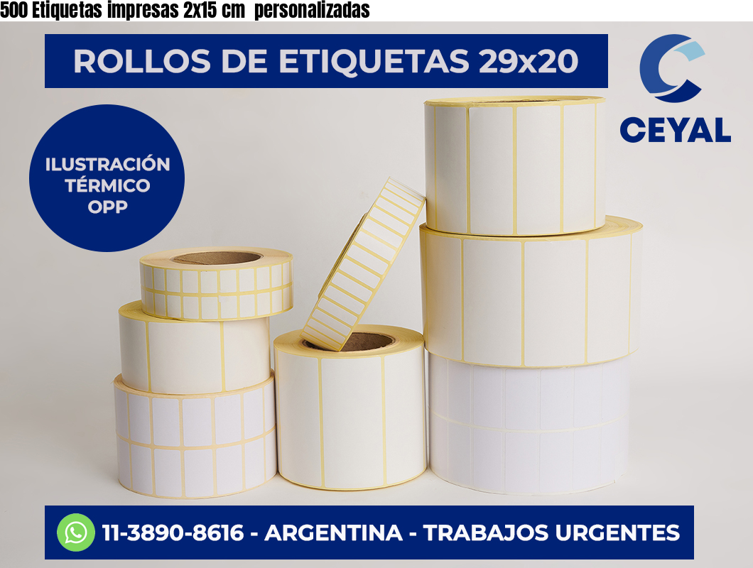 500 Etiquetas impresas 2×15 cm  personalizadas