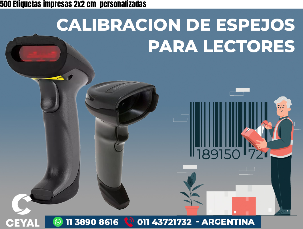 500 Etiquetas impresas 2x2 cm  personalizadas