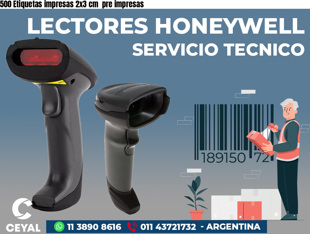 500 Etiquetas impresas 2x3 cm  pre impresas