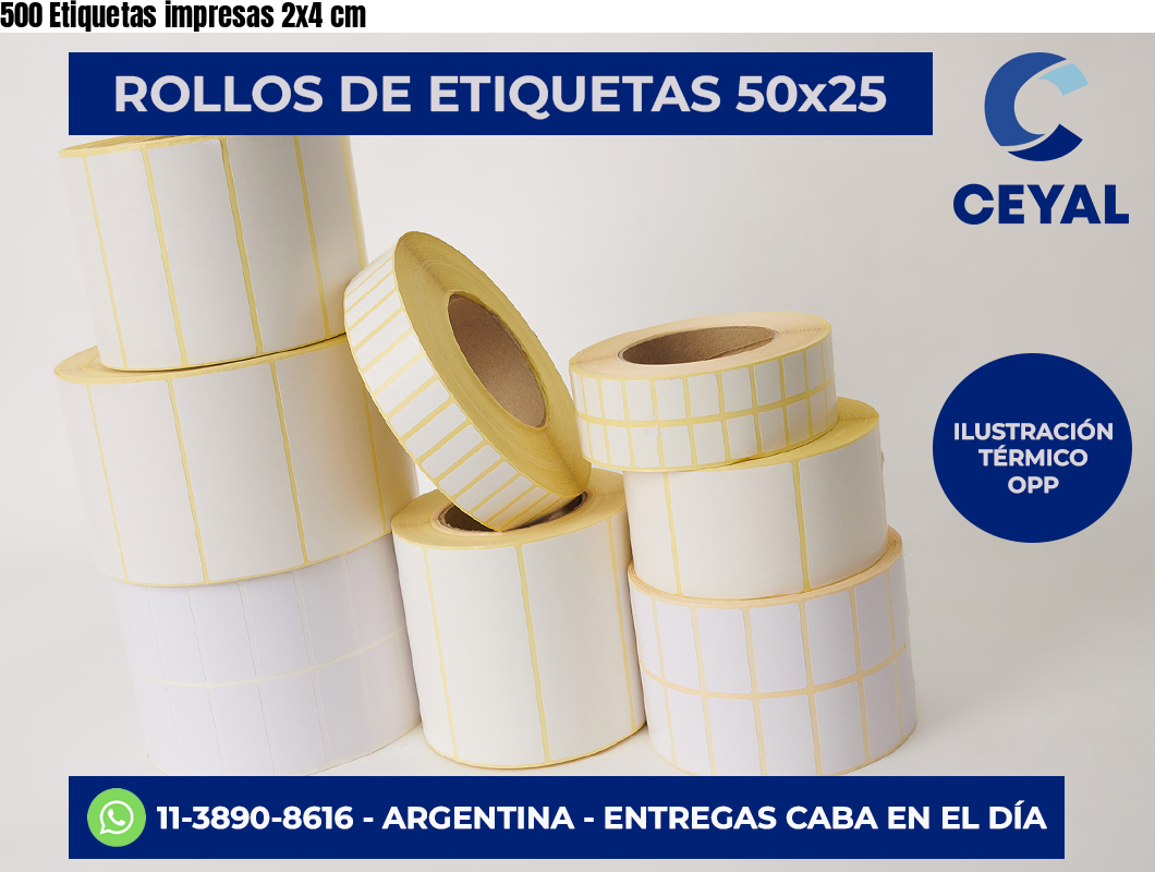 500 Etiquetas impresas 2×4 cm
