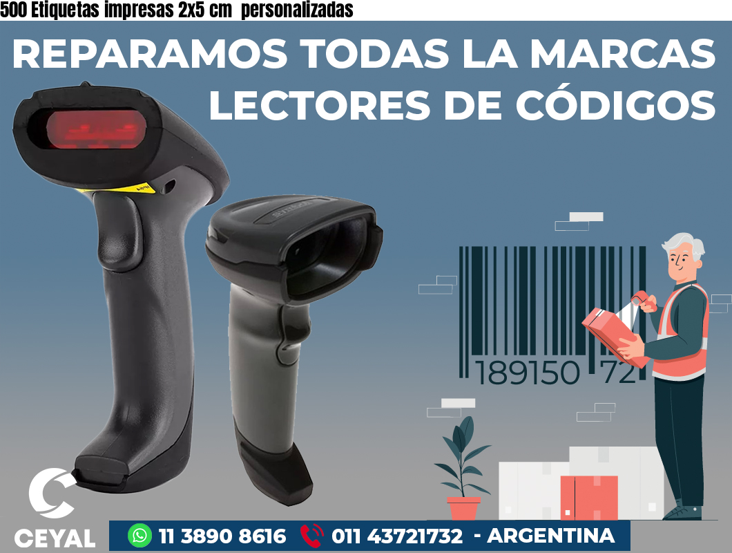 500 Etiquetas impresas 2x5 cm  personalizadas