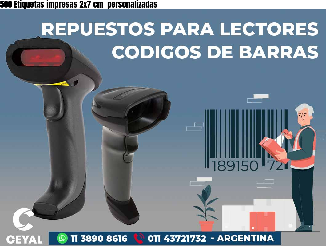 500 Etiquetas impresas 2x7 cm  personalizadas