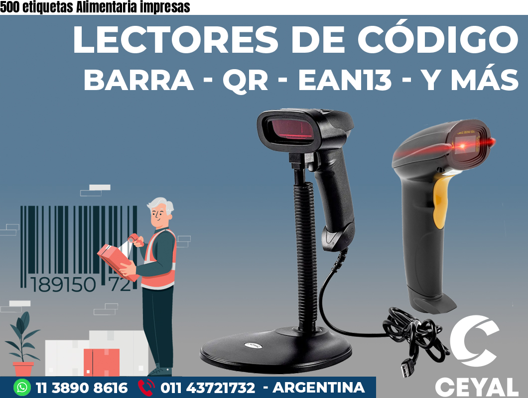 500 etiquetas Alimentaria impresas