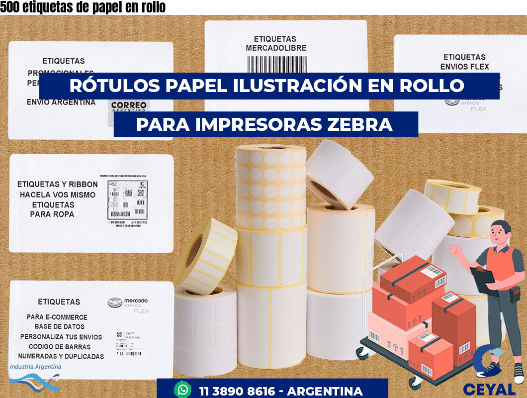 500 etiquetas de papel en rollo