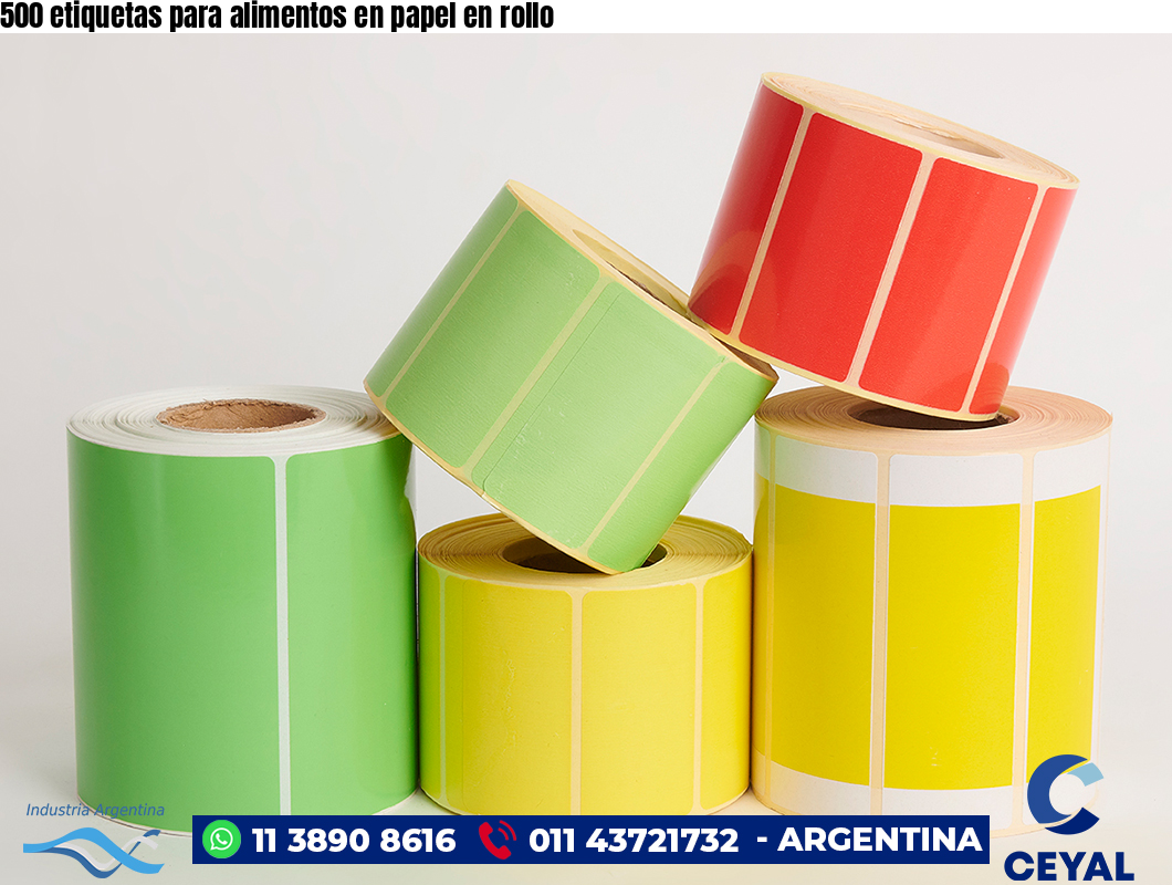 500 etiquetas para alimentos en papel en rollo