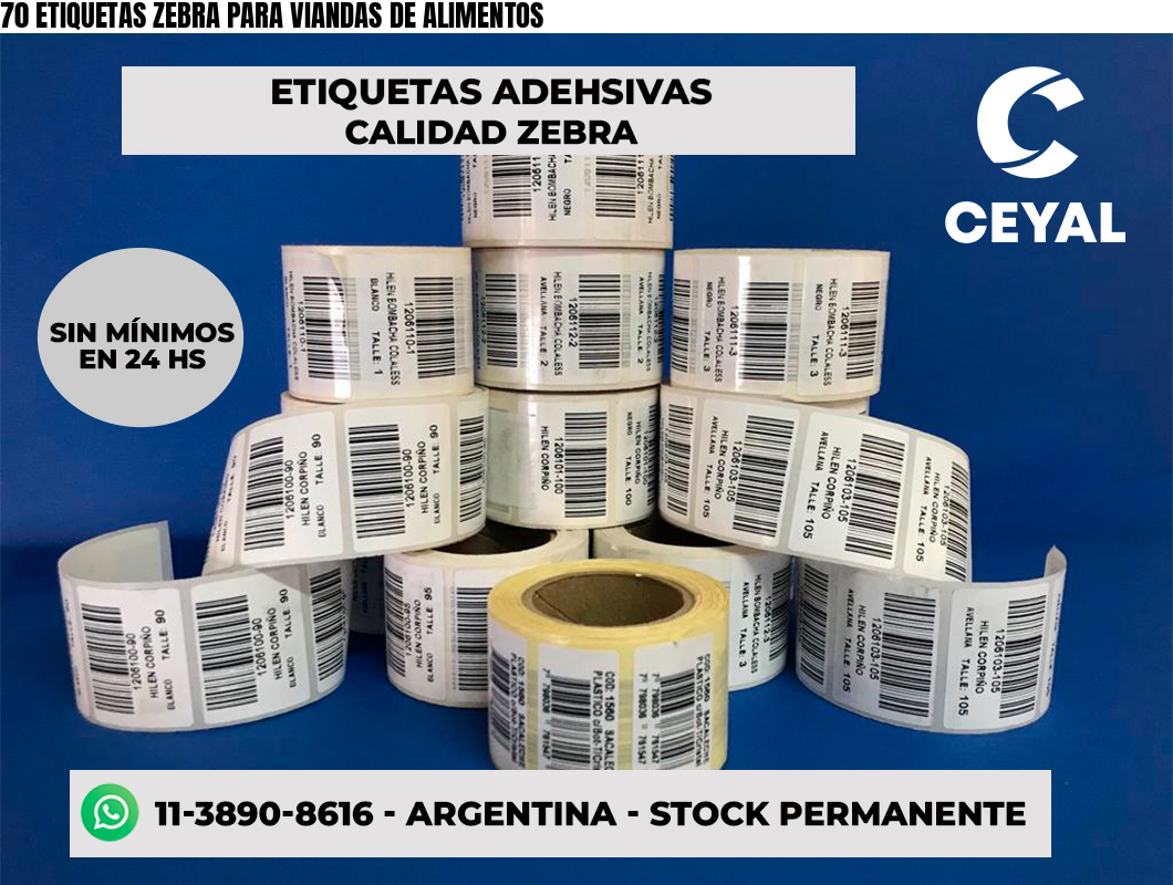70 ETIQUETAS ZEBRA PARA VIANDAS DE ALIMENTOS