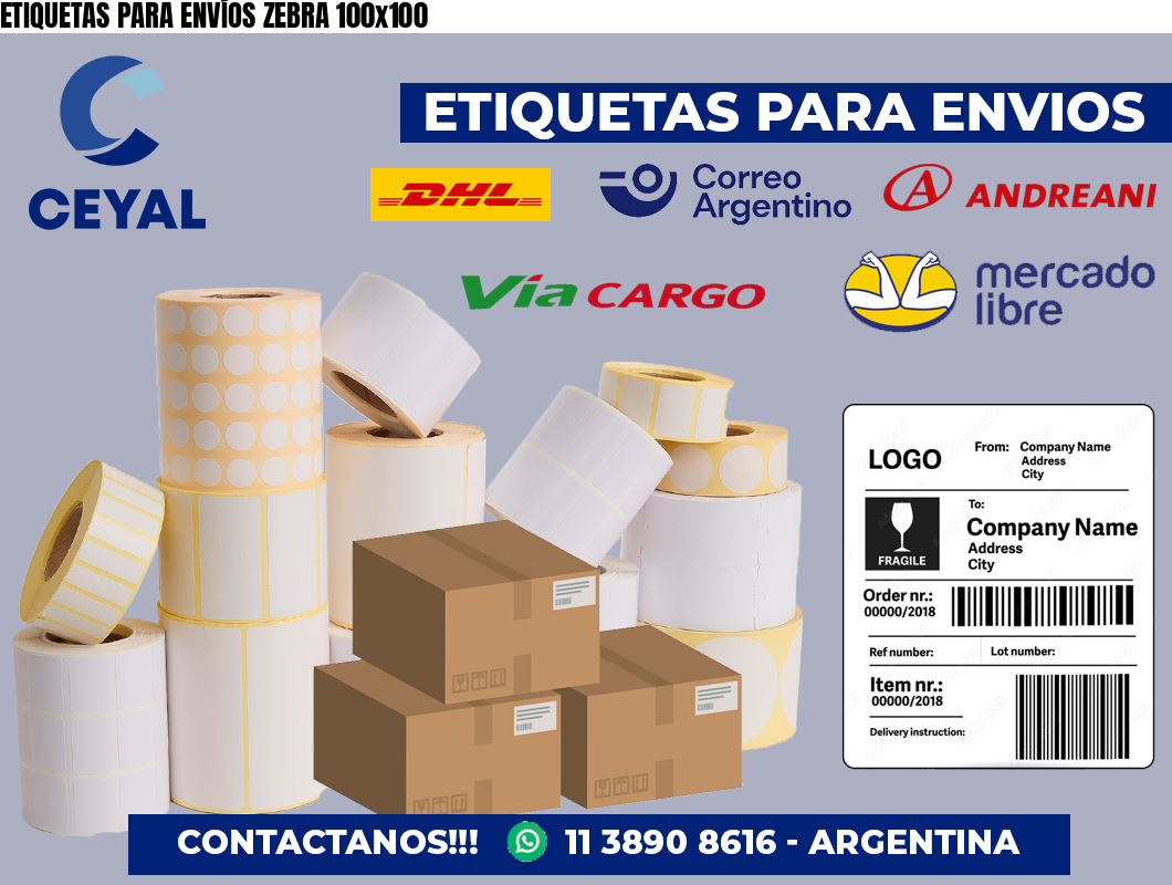 ETIQUETAS PARA ENVÍOS ZEBRA 100×100