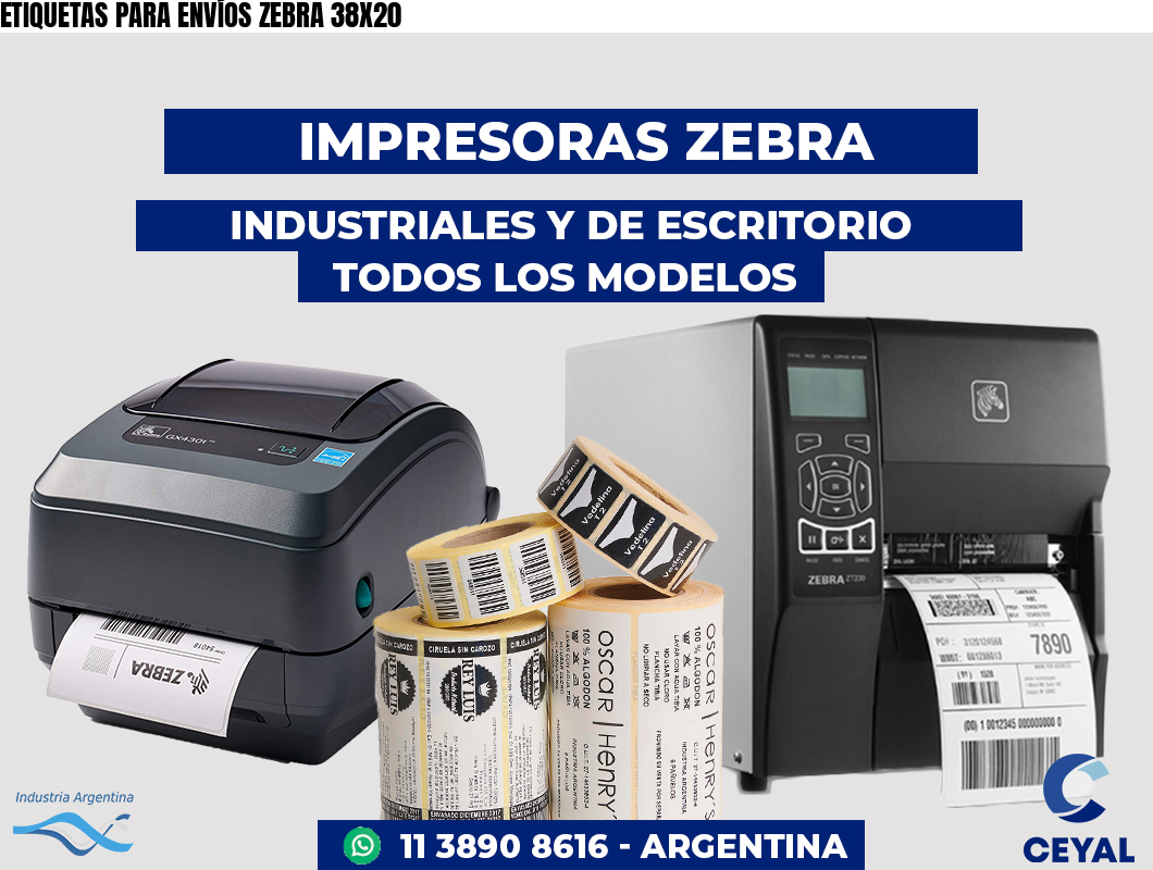 ETIQUETAS PARA ENVÍOS ZEBRA 38X20