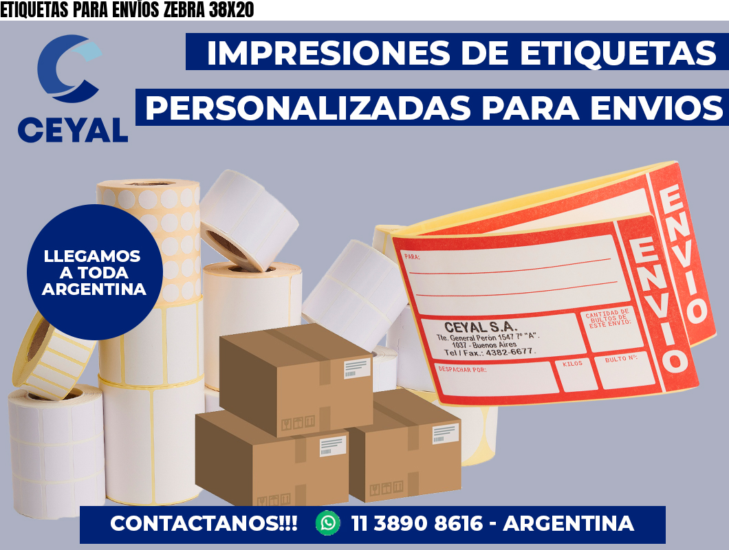 ETIQUETAS PARA ENVÍOS ZEBRA 38X20