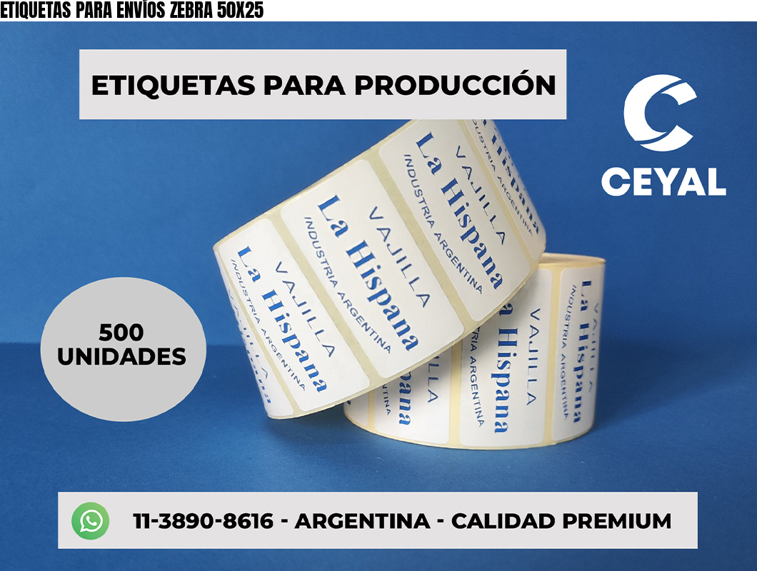ETIQUETAS PARA ENVÍOS ZEBRA 50X25