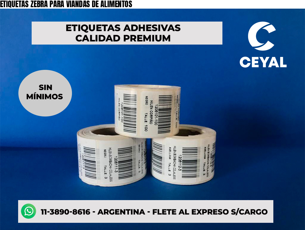 ETIQUETAS ZEBRA PARA VIANDAS DE ALIMENTOS