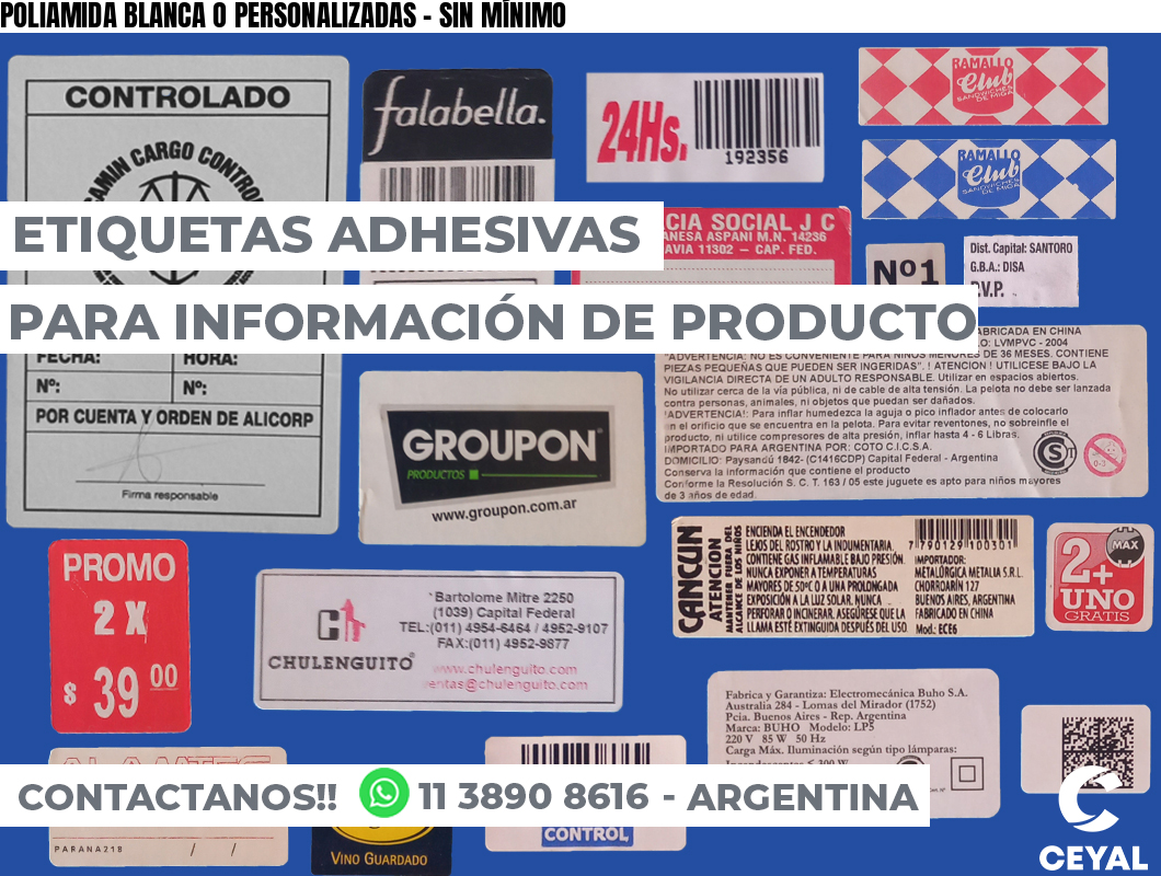 POLIAMIDA BLANCA O PERSONALIZADAS - SIN MÍNIMO
