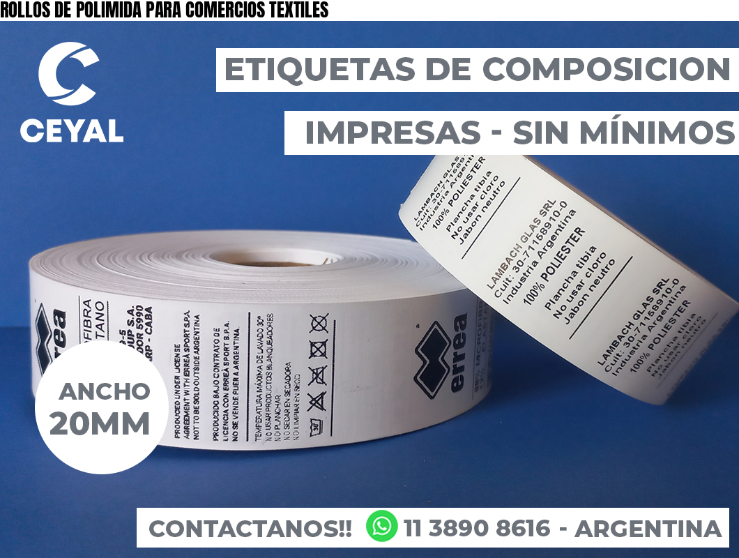 ROLLOS DE POLIMIDA PARA COMERCIOS TEXTILES