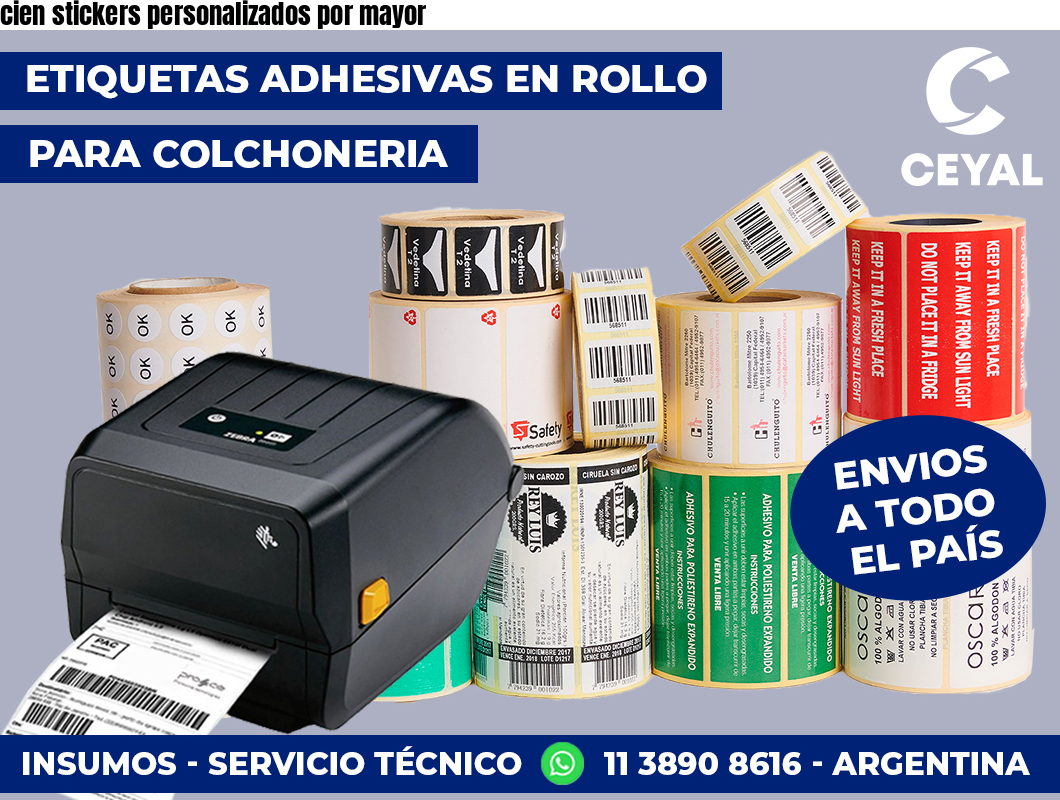 cien stickers personalizados por mayor