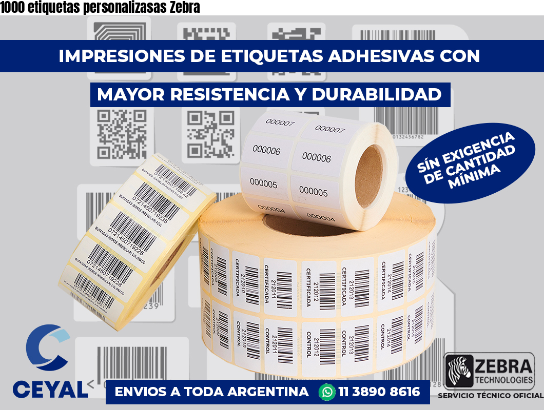 1000 etiquetas personalizasas Zebra