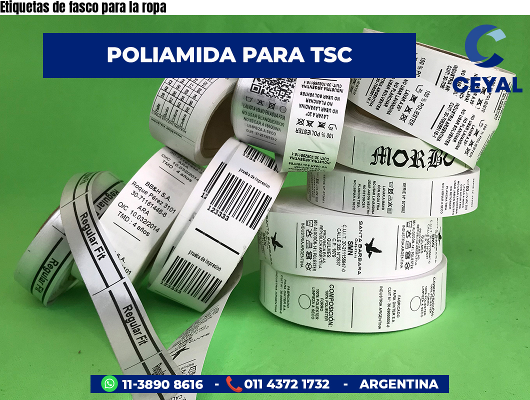 Etiquetas de fasco para la ropa