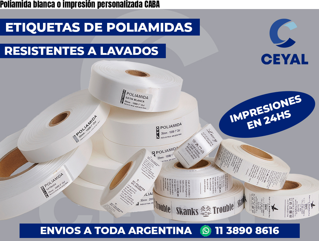 Poliamida blanca o impresión personalizada CABA