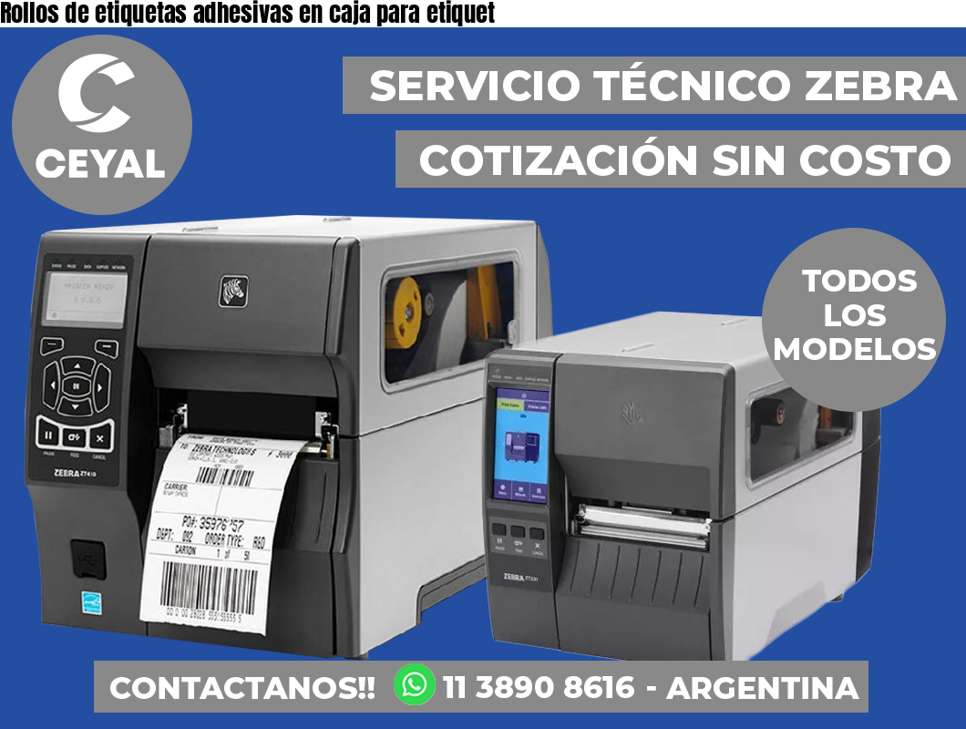 Rollos de etiquetas adhesivas en caja para etiquet