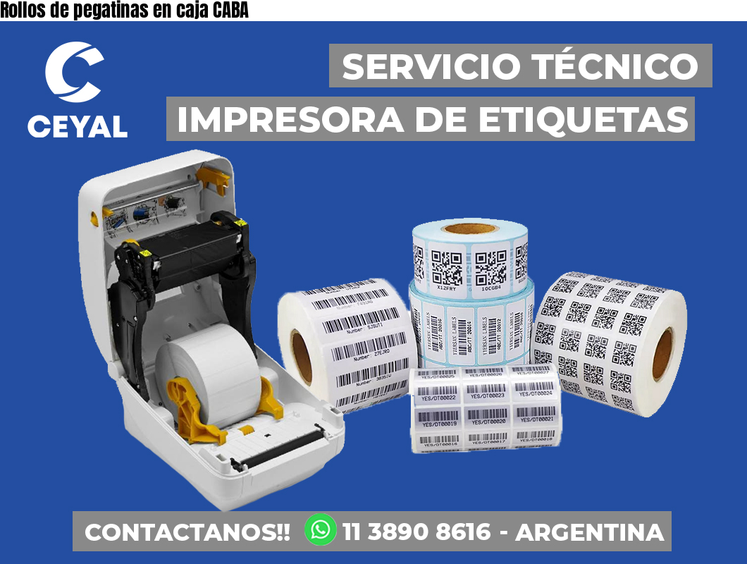 Rollos de pegatinas en caja CABA