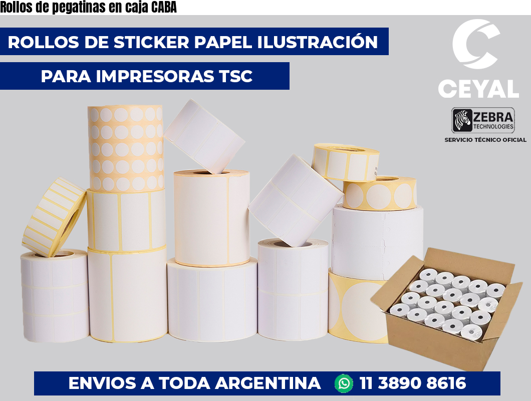 Rollos de pegatinas en caja CABA