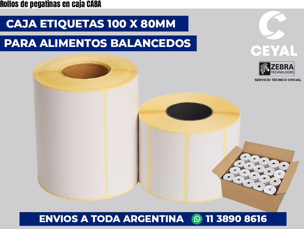 Rollos de pegatinas en caja CABA