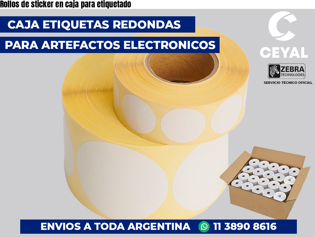 Rollos de sticker en caja para etiquetado